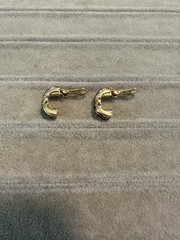 Vtg Signed Swan Swarovski Cuff Huggy Gold Tone Rhinestone Clip On Earrings