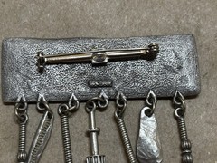 JJ Jonette Southwestern Pewter Brooch Pin Dangle Charms 3.5 Inches