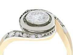 Antique 1900s 0.60Ct Diamond and 18k Yellow Gold Twist Ring