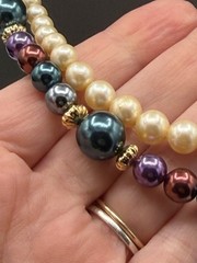 Vtg Lot Of 2 Necklace Marvella Simulated Pearl Beads Goldtone Melon Spacers READ