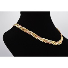 Vintage Multi-Chain Necklace Silver Gold Bronze Braided Chain NOS 1980s Bin3A