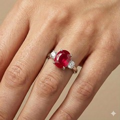 Vintage 14k White Gold Engagement Ring 3.51ct. Natural Burma Oval Ruby AGL cert