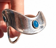 925 Sterling Silver Vintage Mexico Multi-Gem High Polish Wave Bracelet 25 Grams
