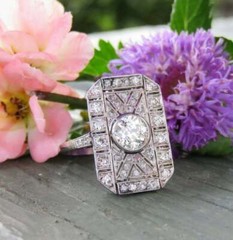 Antique 1.00 CT White Round Cut CZ Art Deco Anniversary Gift Ring in 925 Silver