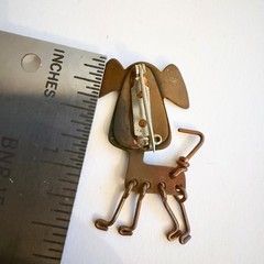 Studio Copper Dog Brooch Articulated American Craft Movement Signed Pin