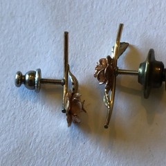 Tiny Vintage Rose Gold Tone Plated Pins Unsigned Krementz