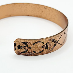 Copper Native American Inspired Symbols Thunderbird Arrows Sun Cuff Bracelet