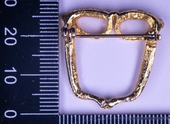 Vintage Cat Eye Glasses Brooch Pin Gold Tone 32mm x 30mm AB Rhinestone Costume