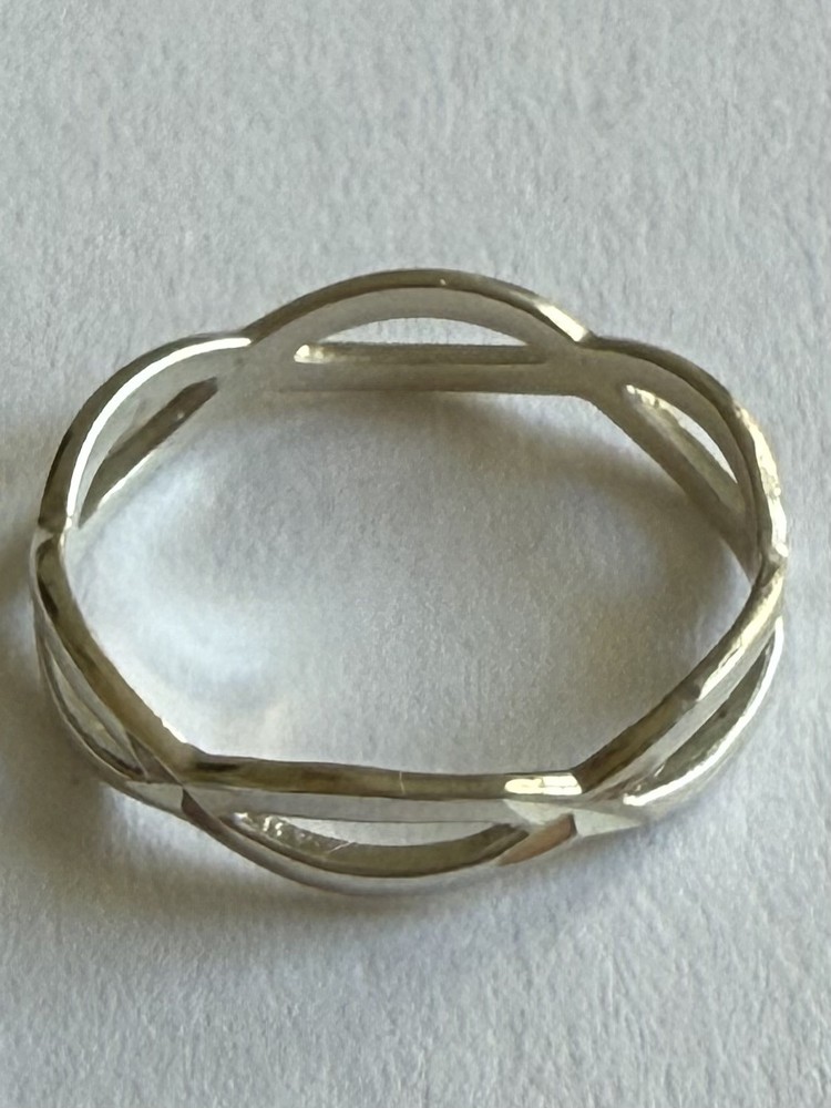 VINTAGE MODERNIST TWIST WEAVE STERLING SILVER RING SZ 11.25, 925 tested