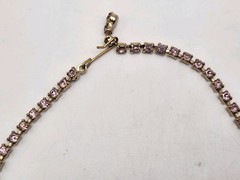 Vintage Light Purple Lilac & AB Rhinestone Necklace & Screwback Earrings Set