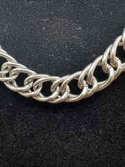 Chunky Silver Tone Twisted Curb Link Choker Necklace Adjustable 11″ Statement