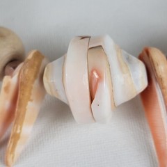 Vtg. Shell And Wood Bededed Necklace Light Pastel Tone Spring Ring Clasp 19″