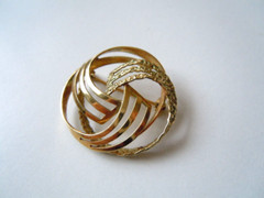 Brooch Amerik Double TEKA Theodor Klotz Pforzheim Gold Plated 4.7 G/3.3 X 3.1 Cm