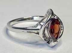 Vintage RJ Sterling Silver 1.00 Ct Marquise Cut Red Garnet Ring Size 10