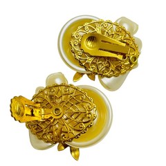 Vintage gold rhinestone pearl designer clip on earrings