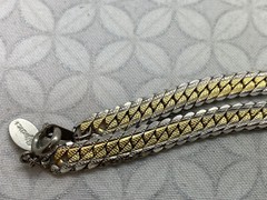 Medici Gold Silver Tone Thick flat Snake Chain Necklace Vintage textured