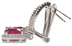 YGI Sterling 925 Heated Red Ruby CZ Dangle Waterfall Latchback 1” Earrings 4G
