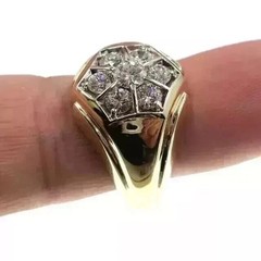 2.85Ct Art Deco Created Diamond Men’s Anniversary 14k Yellow Gold Finish Ring