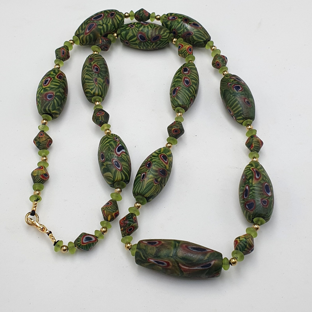 Vintage Venetian Style Amazing Gabri Eyes Glass Beaded Necklace