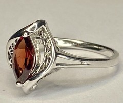 Vintage RJ Sterling Silver 1.00 Ct Marquise Cut Red Garnet Ring Size 10