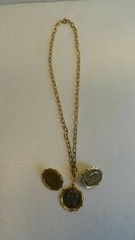 VTG Erwin Pearl Gold Tone Coin Necklace Clip On Earrings Set in box gold plated