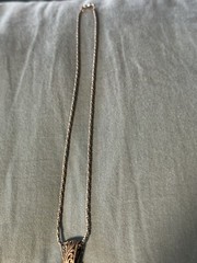 Art Nouveau Necklace 925 Sterling VTG 3/4 In Bale 17.5 In Drop 1.5 In Pendant