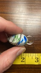 Vintage Murano Venetian Blue Green White Striped Heart Shaped Pendant