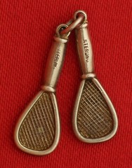 Vintage Sterling TENNIS RACKET Charm 2 Mini TENNIS RACQUET SPORTS CHARMS Small