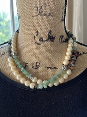 Vintage Pearls Agate, Jade & Carnelian Stone Bead Long Necklace 1960’s