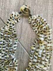 Vintage Statement Necklace Hand Strung Multi Strand Shell Beads Cluster #1