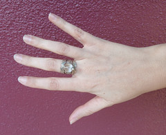 VINTAGE STERLING SILVER CRYSTAL ORB LIGHTNING AND SHOOTING STAR RING SIZE 5