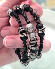 Cluster Bracelet Wire Wrapped Black Copper Silver Beads Charms Fits All