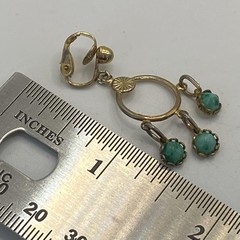 Vintage Gold Tone Turquoise Dangle Earrings Womens Screw Back 1.5 In Jewelry