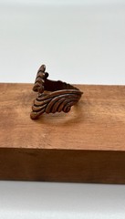 Vintage 70s Solid Copper Adjustable Wrap Ring Art Nouveau Scroll Southwestern