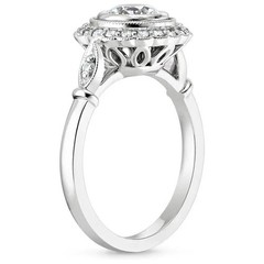 Art Deco Style 2.5Ct Round Lab Created Diamond 14K White Gold FN Engagement Ring