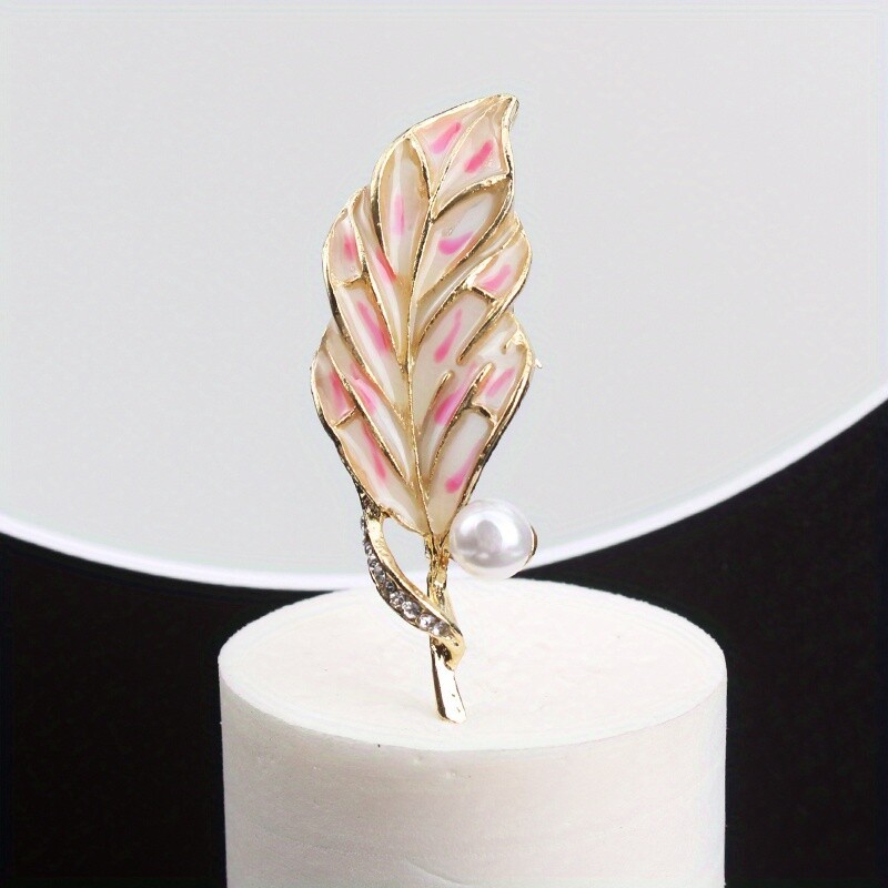 High-end Design Dripping Oil Creative Transparent Pink Geometric Leaf Brooch