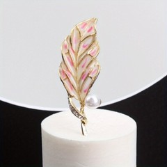 High-end Design Dripping Oil Creative Transparent Pink Geometric Leaf Brooch