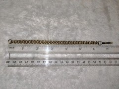 Vintage Gold Tone Textured Curb Chain Bracelet Petite Fold Over Clasp