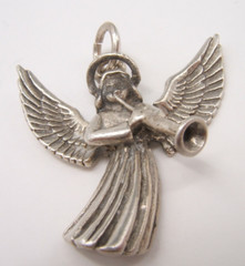 VTG STERLING SILVER PENDANT ANGEL WITH HORN