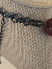 Big Chunky Root Beer Lucite Bead Necklace Graduated Statement 17.5” Length +3″