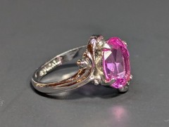 Vintage Clark & Coombs Sterling Silver Pink Topaz Ring Size 5.75