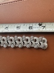 Vintage 60s Panel Link Bracelet Silver Tone Textured Rope Look 7”