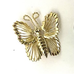 Mixed Lot (7) Vintage Golden Butterfly Brooch Pins Ornate Wire Wings Small NOS
