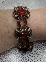 1953 Vintage Hollycraft Ruby Glass Necklace Bracelet & Earrings