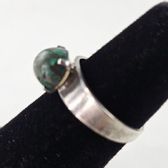 Vintage Sterling Adjustable Ring Israel with Azurite 2.0g Size 5 [8446]
