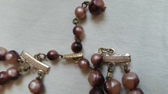 3 strand 20″ gold tone irregular round, oval & crystal beads with pedal spacers