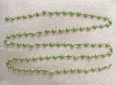 Vintage 1970s Apple Green Jade Glass Station Sautoir Rope Necklace Seamless 54”