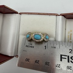 Vtg Lorenzo Sleeping Beauty Turquoise White Topaz Ring Sterling Silver Size 7