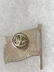 Enamel and Crystal American Flag Lapel Pin Brooch Silver Tone