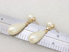 1.8″ Long Vintage Christian Dior Faux Pearl Dangle Drop Earrings Rhinestone Stud